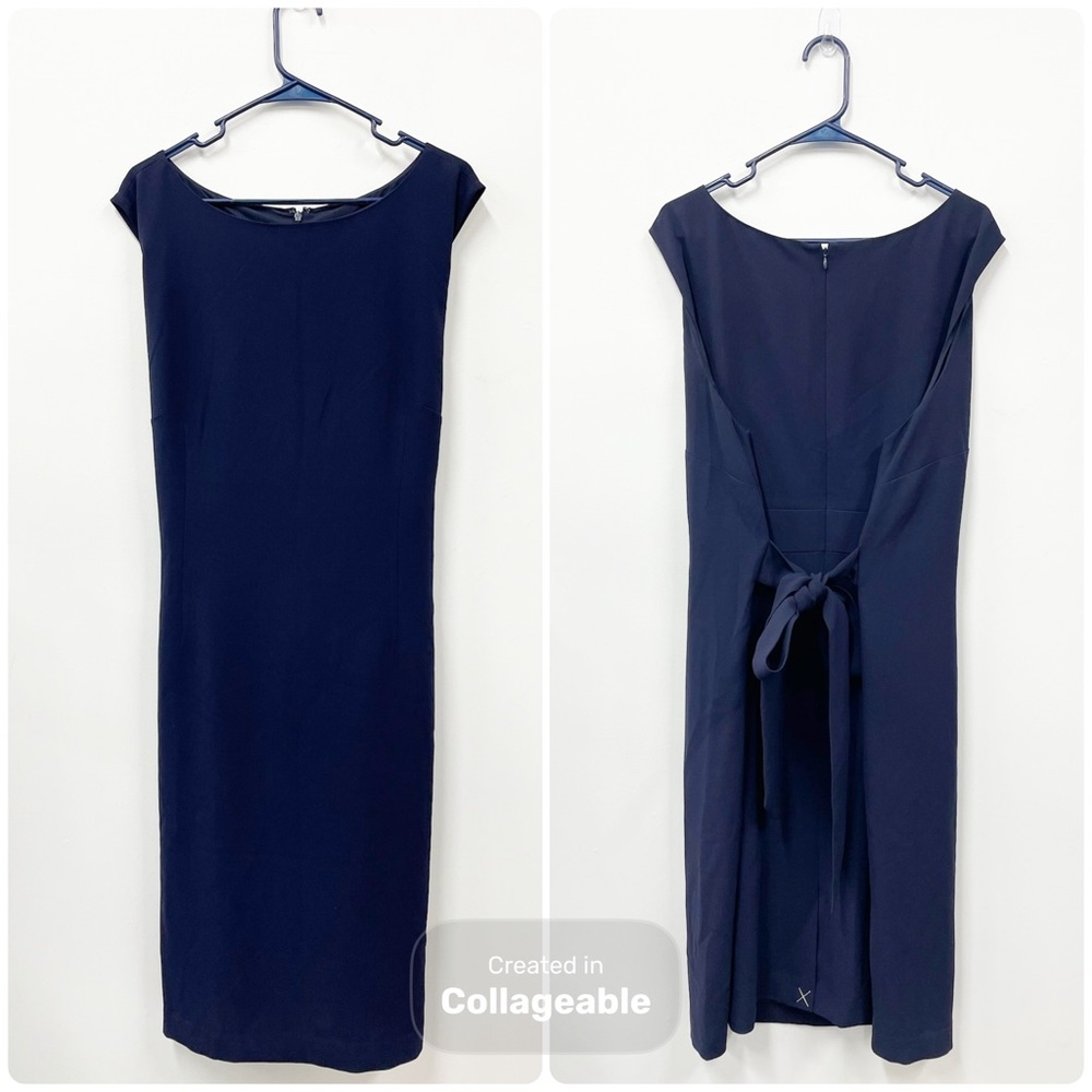 Talbots Plus Women’s Midi Dress Sz 20W Navy Tie Back